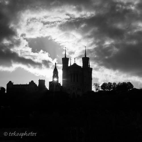 tekoaphotos, basilique, notre-dame, fourvière, crépuscule, couchant, lyon